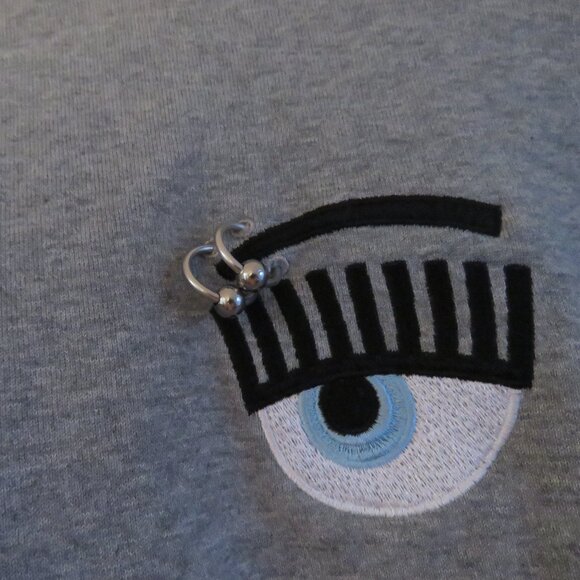 CHIARA FERRAGNI Pierced Wink Flirting Cropped Sweatshirt Heathered Gray - Size S - Picture 6 of 16
